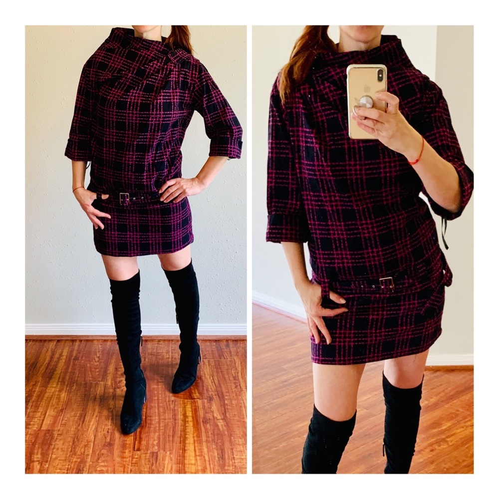 Marc by Marc Jacobs Logo Black Magenta Mini Dress Size Medium NWOT